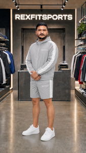 REXFIT SPORTS 2026 Custom Unisex <b>Silver</b> Nylon Hooded <b>Jacket</b> and Shorts Set Lightweight Windbreaker Tracksuit for Gym Running - Product Image 5