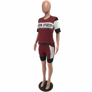 Conjunto de Camiseta y Pantalones Cortos para Mujer, Poliéster y Spandex, Panel con Serigrafía, Logotipo Personalizado, Camiseta 100% Algodón, Conjunto de Pantalones Cortos y Camiseta - Product Image 4