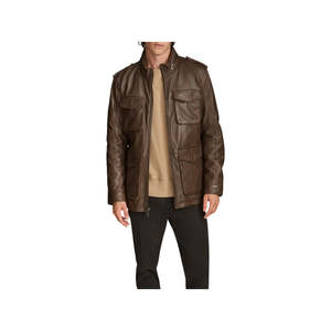 Veste de safari pour homme en cuir d'agneau de qualité supérieure, quatre poches, col montant, saison automne, taille XS, imperméable, coupe-vent, séchage rapide - Product Image 6
