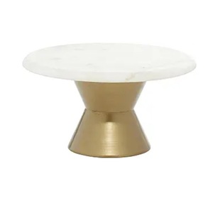 Support à Desserts Rond en Marbre Blanc Élégant pour Célébrations, Mariages, Fêtes - Product Image 1