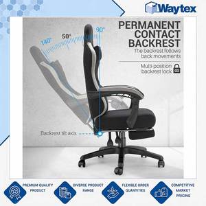 Chaise de bureau ergonomique de style racing OKTOS en tissu microfibre doux de qualité professionnelle avec repose-pieds rétractable à bas prix - Product Image 5