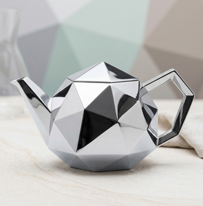 Modern Geometric <b>Stainless</b> <b>Steel</b> <b>Teapot</b> with Faceted Diamond Design Glossy Finished <b>Stainless</b> <b>Steel</b> for Catering & Restaurant - Product Image 1