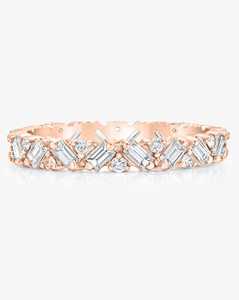 Custom 14K Solid Gold Multi Mix Cut Lab Grown Stackable <b>Ring</b> 3mm Wide Full Eternity Minimalist <b>Dainty</b> Wedding Band Manufacturer - Product Image 5