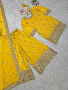 Traje Tradicional Salwar Kameez Pakistaní Indio para Bodas y Fiestas, Estilo Bollywood, Palazzo Festivo, 3 Piezas, Seda Chinon de Secado Rápido - Product Image 6