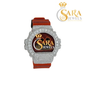 Reloj de Diamantes Moissanite de Alta Calidad con Correa de Goma, Estilo Hip Hop Completamente Cubierto de Diamantes, Lujoso y Ejecutivo, de Acero Inoxidable, de la India - Product Image 3