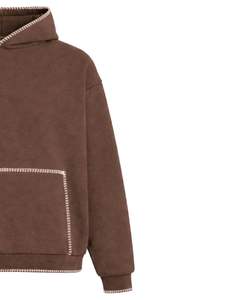 Custom Dark Brown Oversized Men Hoodie Pullover Kangaroo Pocket Streetwear Heavyweight Casual Sweatshirt Winter Hoodie OEM <b>Maker</b> - Product Image 4