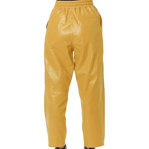 Pantalones de Cuero para Mujer, Cintura Alta, Corte Regular, Elásticos, de Piel Sintética, Rectos, Casuales, Estilo Urbano, Ecológicos y Transpirables - Product Image 3