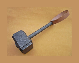 Martillo Decorativo de Acero de Damasco, Forjado a Mano, con Mango de Acero con Diseño, Artículo de Colección y Regalo, Premium - Product Image 1