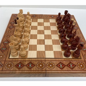Jeu d'échecs en bois artisanal de luxe, plateau pliable incrusté, pièces Staunton sculptées à la main, jeu de société personnalisé en gros, cadeau, ensemble d'échecs - Product Image 1
