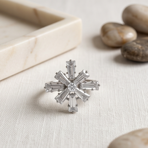 DIVYORO STAR Brass Oxidized Silver Women's Trendy <b>Ring</b> - Product Image 2