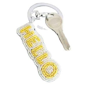 Portachiavi Artigianale Indiano in Pelle con Motivo Floreale Bohémien, Stile <span class=keywords><strong>Etnico</strong></span> con Perline, Souvenir Artigianale - Product Image 2