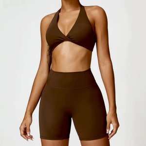 Ensemble de yoga deux pièces en nylon et spandex pour femmes, leggings taille haute et soutien-gorge de sport, vêtements de sport sans couture pour la gym, l'entraînement et le fitness - Product Image 2