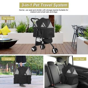 Cochecito para mascotas, para aventuras al aire libre, con paneles de malla con cremallera, portavasos y cabina cómoda - Product Image 3