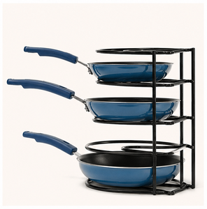 <b>Pot</b> and Pan Organizer Rack for Kitchen Cabinet Space-Saving Metal Cookware Storage Stand Freestanding Lid <b>Holder</b> for Home - Product Image 3