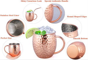 Grande tasse Moscow Mule en cuivre massif, faite à la main, en cuivre pur, pour café et bière, tasse créative très vendue - Product Image 5
