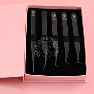Boot Lash Tech Tweezer Fiber Tip Volume Lashes Extensions 90 Degree Tip Black Color Mega Volume Lashes Tweezer Stainless Steel - Product Image 1