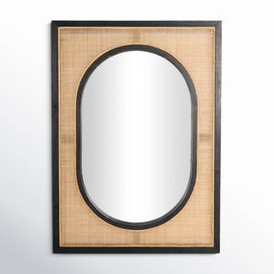 Nela Rectángulo Espejo Pared Mimbre/Ratán Diseño - Product Image 1