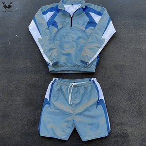 Ensemble short coupe-vent tendance pour homme, nouvelle collection, couleurs contrastées, qualité supérieure, entièrement personnalisable, faible MOQ. - Product Image 6