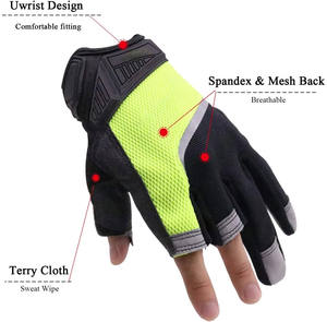 Guantes de Trabajo de Cuero con Reverso de Tela de Algodón Interlock, Guantes de Conducción Transpirables de Cuero - Product Image 3