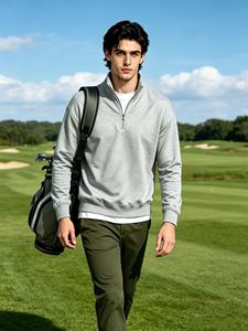 Wholesale Custom Logo 1/4 Zip Pullover Men Sweatshirt Embroidered Half Zip Hoodie Fleece Casual Quarter Zip Plain Sweatshirt - Product Image 1