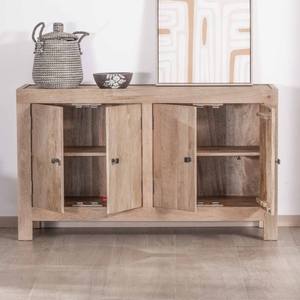 Vandana Crystal Surface 4-door <b>sideboard</b> in solid mango wood 130cm Maestro - Product Image 6