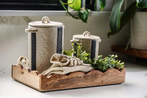 Scalloped wooden tray made in Vietnam, serving tray and wholesale price OEM ODM color - Product Image 3