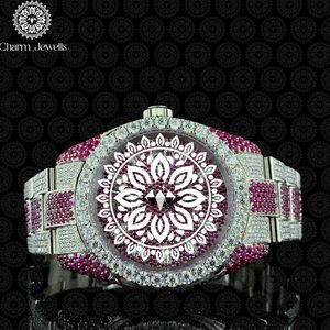 Montre de luxe pour femme Charm_Jewells en acier inoxydable, cadran rond, cristal saphir, lunette sertie de diamants, mouvement à quartz analogique - Product Image 1