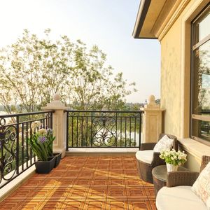 27pcs Wood Interlocking Deck Tiles 11.8"x11.8" Waterproof Indoor Outdoor Flooring Patio Wood Decking for Patio Use - Product Image 4