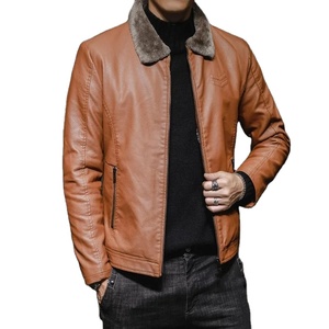 2024 New High Street Fashion Chic Men's Winter Jacket Long Sleeved Hooded Fleece with Zipper Casual <b>Coats</b> Made of Canvas Leather - Product Image 5