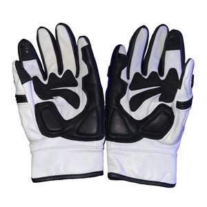 Gants de moto en cuir blanc unisexe de qualité supérieure, à doigts entiers, respirants, antidérapants, design sportif pour les aventures en plein air - Product Image 2