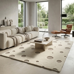 Alfombra Moderna Beige con Diseño de Puntos, Alfombra Suave y Texturizada para Sala de Estar, Dormitorio o Cuarto de Niños - Product Image 4