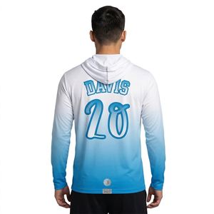 Camiseta de Baloncesto Personalizada con Capucha de Manga Larga – Degradado de Blanco a Azul Cielo, Nombre y Número del Equipo Personalizados - Product Image 2