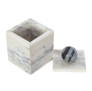 Caja de Almacenamiento de Mármol Marrón, Organizador de Piedra Natural de Lujo, Contenedor Decorativo de Mármol, Caja de Vanidad Hecha a Mano, Decoración Elegante para Mesa - Product Image 5