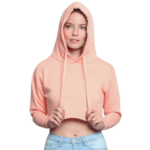 Sweat-shirt à capuche court personnalisé avec broderie et impression de logo, pour usage sportif, très demandé, pour femmes - Product Image 5