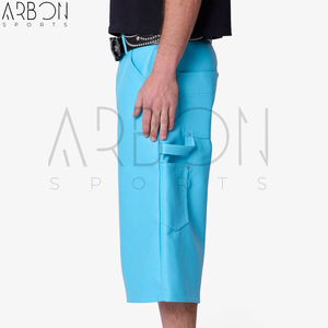 Pantalones Cortos de Cuero Azul Cielo de Moda 2026, de Primera Calidad, con Logotipo Propio, Estilo Urbano con Bolsillos - Product Image 3