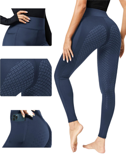 Pantalones de equitación para mujer, de asiento completo, de spandex y poliéster, con bolsillo para teléfono móvil - Product Image 1
