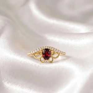Natural <b>Garnet</b> Promise <b>Ring</b> Pear Cut Red Gemstone <b>Ring</b> Handmade 925 Sterling <b>Silver</b> 18K Gold Filled Engagement <b>Ring</b> Romantic - Product Image 5