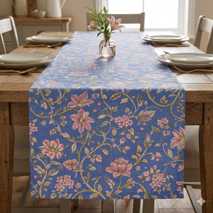 Customizable Floral Printed <b>Table</b> Cover with Frill and Piping Border Options for Home Use - Product Image 1