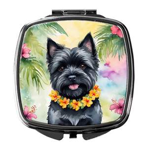 Cairn Terrier Luau Miroir de maquillage compact pliant pour femmes Miroir de poche décoratif de voyage Idées cadeaux pour filles - Product Image 1
