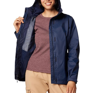 Windbreaker Plus Size Navy High Collar Waterproof Breathable Outdoor Zip Up Shell Hooded Layering <b>Jacket</b> - Product Image 4