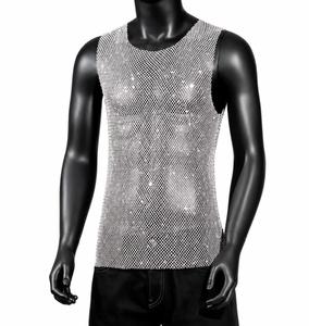 Débardeur en tricot à col rond pour homme, style streetwear décontracté, avec paillettes - Product Image 3