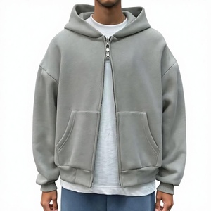 เสื้อฮู้ดซิปแบบสวมใส่สบาย ทรงปกติ มีซับใน ผ้าฟลีซถักเนื้อหนัก 400 GSM ผ้าฝ้าย 100% สำหรับฤดูหนาว ผู้ชาย แบบเรียบ สำหรับพิมพ์ลาย 24 ชั่วโมง - Product Image 2
