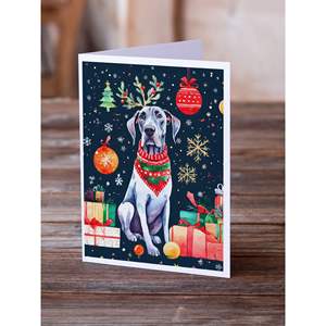 Great Dane Whimsical A7 Size 5x7 Blank <b>Note</b> <b>Cards</b> Pack of 8 Christmas <b>Greeting</b> <b>Cards</b> with Envelopes - Product Image 2