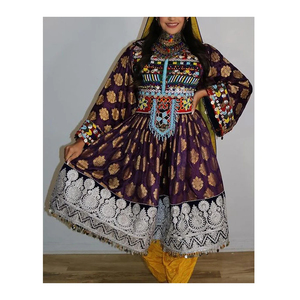 Vestido Afgano Kuchi Hecho a Mano al por Mayor, Tela de la Mejor Calidad, Diseño de Bordado con Parches, Largo Natural, Patrón Afgano Kuchi - Product Image 4