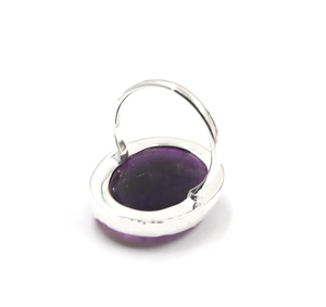 Large Oval Amethyst <b>Ring</b> Bold Purple Stone <b>Statement</b> <b>Ring</b> Handmade Gemstone Jewelry - Product Image 5
