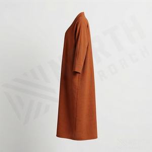 Nuevo diseño de vestido abaya modesto para mujer, con mangas abullonadas abiertas y plisadas, hecho de poliéster, para verano y otoño, estilo elegante inspirado. - Product Image 3
