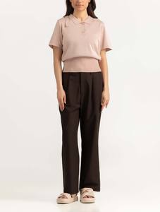 เสื้อยืดผู้หญิงสั่งทำพิเศษ ผลิตในปากีสถาน สีชมพูอ่อน ติดกระดุม คอปก แขนสั้น ทันสมัย พร้อมโลโก้ตามสั่ง - Product Image 3