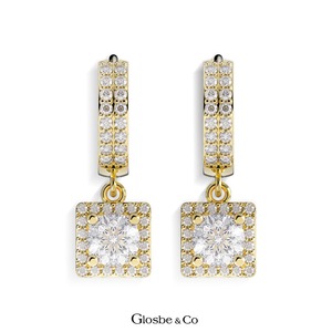 Fournisseur de bijoux en gros, conception personnalisée, boucles d'oreilles pendantes carrées en moissanite, diamant de 5 mm, Glosbe & Co, OEM ODM acceptés - Product Image 2