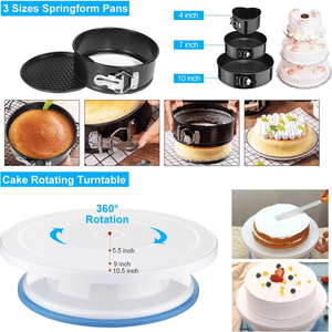 Set Deluxe da 3 confezioni per decorare torte giradischi rotanti Premium ampia gamma 48 ugelli 390 accessori totali-libera la tua pasticceria - Product Image 3
