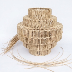 Abat-jour suspendu en bois de teck tressé à plusieurs niveaux, fait main, moderne, écologique, léger, pour table, lustre, décoration intérieure - Product Image 1